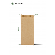 Купити Пакет Саше, крафт бурий, 90х40х210, 40г/м2 (1000шт)