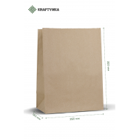 Купить пакет бумажный с прямоугольным дном крафт бурый 260х150х350 90 г/м2 200 шт. | Крафтинка