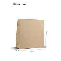 Купить бумажный крафт пакет с прямоугольным дном бурый 280х120х300 90 г/м2 300 шт. | Крафтинка