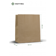 Купить бумажный пакет с квадратным дном крафт бурый 325x150x380 80 г/м2 100 шт. | Крафтинка