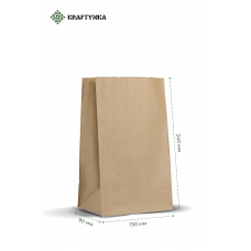 Пакет прямокут.дно, крафт бурий, 150х90х240, 70г/м2 (1000шт)