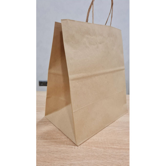 Пакет крафтовий з ручками бурий. Розмір: 310х150х300, 80г/м2