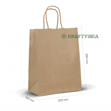 Пакет прямокут.дно, крафт бурий, 220х120х290, 50г/м2, з ручкою (300шт)