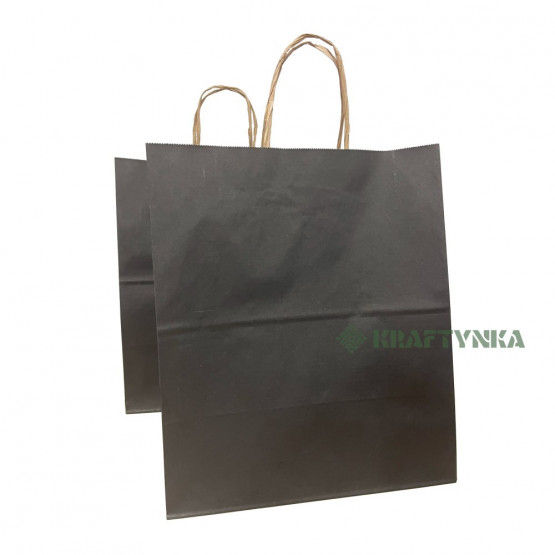 Пакет чорний крафтовий, 310х200х350, 80г/м2,з ручкою колір ЧЕРНИЙ (150шт)