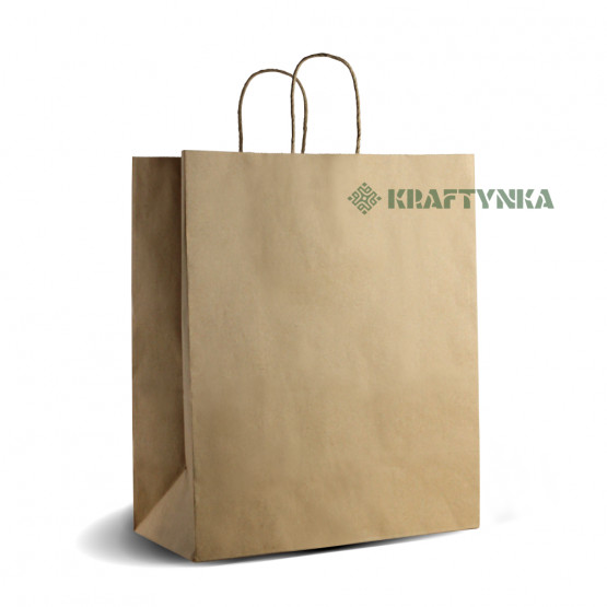 Купити крафт пакет з ручкою бурий 400х200х500 110г/м2 100шт. | Крафтинка