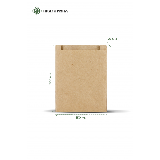 Купити крафтовий пакет саше бурий 150х40х200 40 г/м2 1000 шт. | Крафтинка