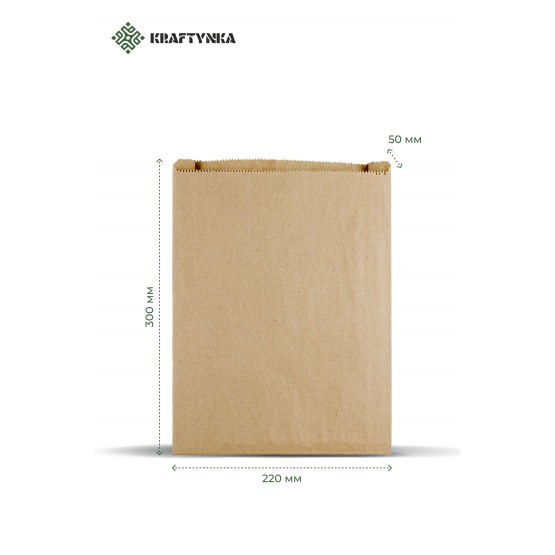 Крафт пакет саше бурий 220х50х300 40 г/м2 1000 шт. | Крафтинка