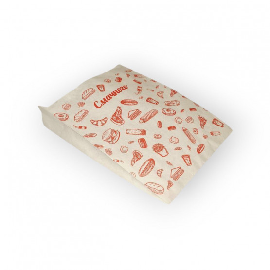 Пакет Саше, крафт білий, 150х40х210, 40г/м2, друк фаст-фуд (1000шт)