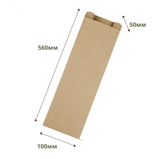 крафт пакет саше для багетів  100х50х560, 40г/м2 (1000шт)