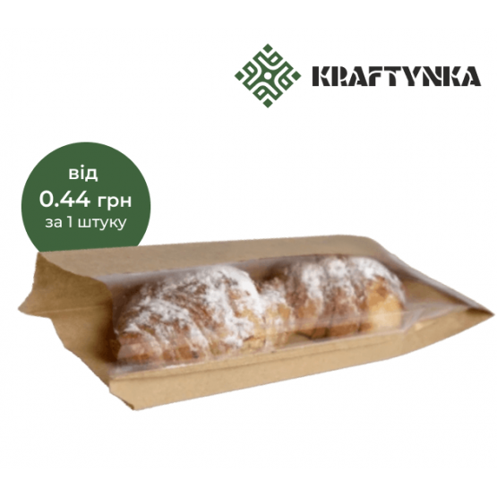 Паперовий пакет саше з вікном  80 Розмір: 250х60х400, 40г/м2, 