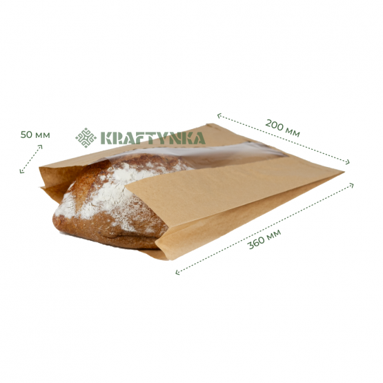 Пакет Саше, крафт бурий, 200х50х360, 40г/м2, віконце  70мм. (1000шт)